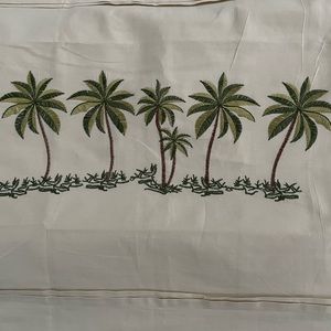 CAL KING Duvet Cover & Shams - Embroidered with Palm Trees + Bedskirt!!